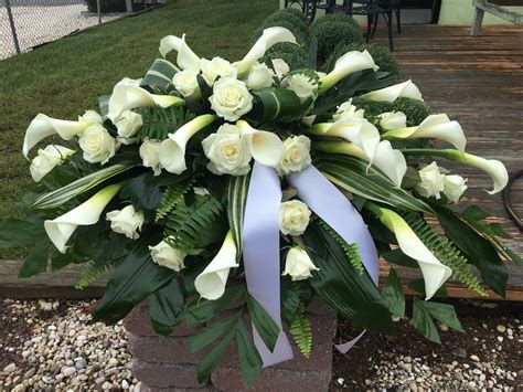 Calla Lilies And White Roses Casket Spray In Patchogue Ny Tall Tree