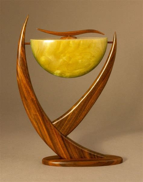 Suspended Green Split Bowl Wood Sculpture Woodturning Art Wood