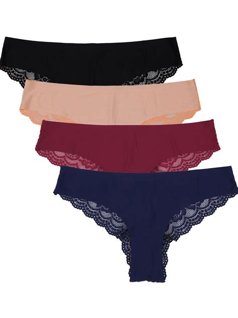 Charmo Women Nylon Bikini Panties Comfort Underwear Lace Trim Briefs