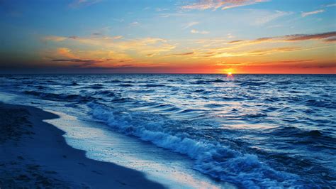 3840x2160 Waves Sea Calm Sunset 4k Hd 4k Wallpapers