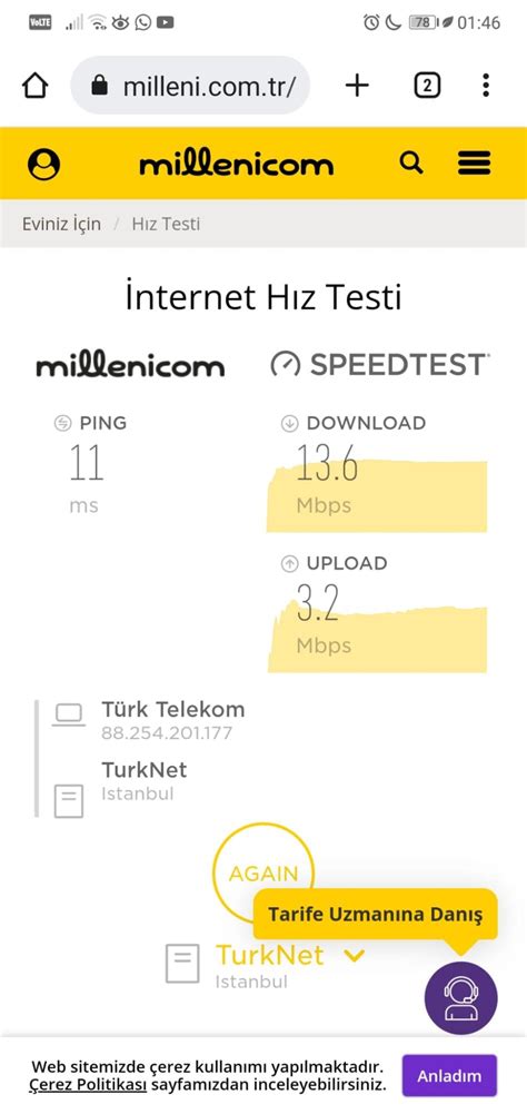 Millenicom Verilen Nternet Ba Lant Hizmeti Le Vaat Edilen Paket H Z