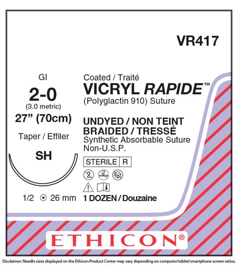 Ethicon Vr417 Vicryl Rapide Polyglactin 910 Suture