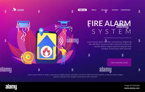 Fire Alarm System Concept Landing Page Stock Vector Image And Art Alamy