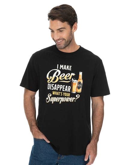 Lowes Mens Graphic Beer Superpower T Shirt Black Lowes Menswear