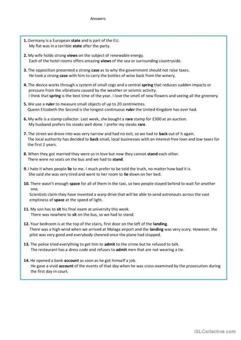 One Word Two Meanings Discussion St English Esl Worksheets Pdf And Doc