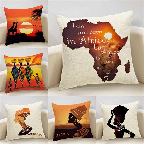 African Ethnic Map Cushion Cover Geometric Indigenous Print