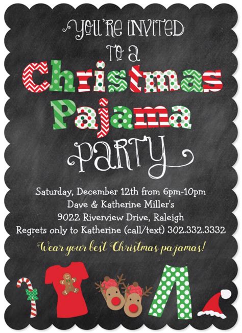 There are a variety of pajama party invitations available in any local party store. Christmas Pajama Party Chalkboard Invitation | Zazzle.com ...