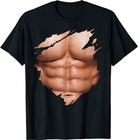 Chest Six Pack Abs Muscles Bodybuilder T Shirt Amazonde Bekleidung