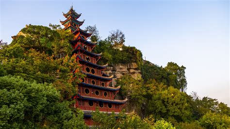 View of Shibaozhai Pagoda on Yangtze River near Wanzhou, Chongqing ...