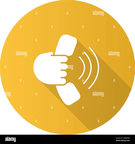 Hand Holding Handset Flat Design Long Shadow Glyph Icon Answering The