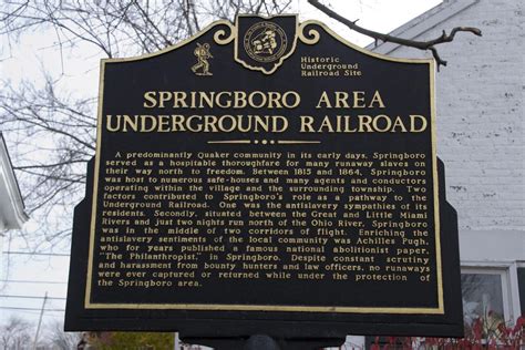 Springboro Underground Railroad Walking Tour Warren County Ohios