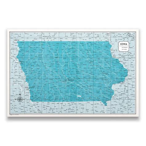 Iowa Travel Maps Pins Included Shop Conquest Maps