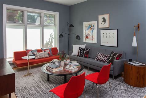 Decorating your living room can be a daunting task. Living room and bedroom design in retro style of a two ...