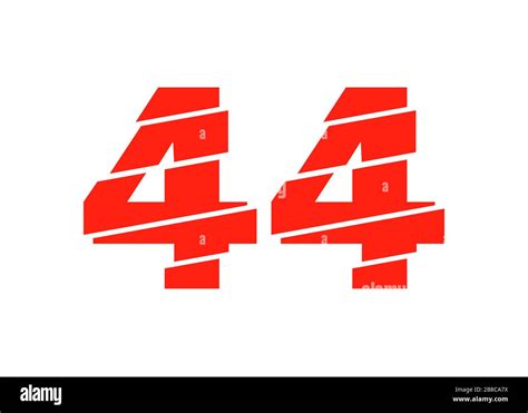 Modern Red 44 Number Design Vector Illustration Numeral Vector Trendy