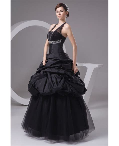 Gothic Sequined Long Halter Black Tulle Wedding Dress Oph1445 3189