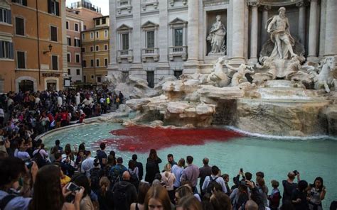 Trevi Fountain Turns Red