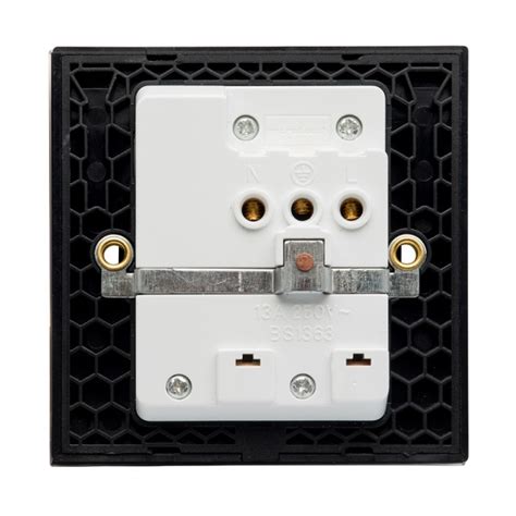 Crystal Pg 13a Single Plug Socket With Switch Black Retrotouch