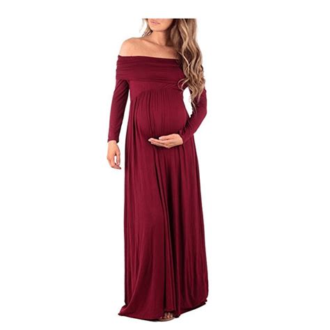2019 Maternity Dress Photo Shoot Maxi Maternity Gown Split Front Maternity Gown Shoulderless