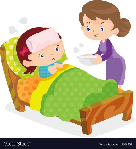 Mother Take Care Sick Girls Vector Image On Vectorstock