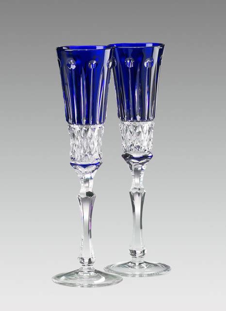Free delivery for many products! Elizabeth Champagne Flute Glasses, Set of 2, cobalt blue ...