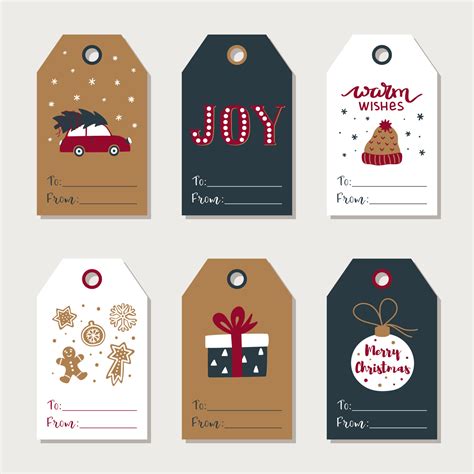 Hand Drawn Christmas Gift Tags Collection Cute Festive Tag Vector Design Template
