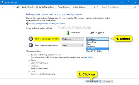 Change Default Action Of Power Button In Windows 10 Tutorials