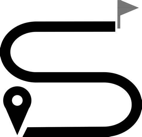 Pathfinder Icon With Location Pin And Flag In Black And White Color
