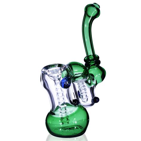7 Double Chamber Bubbler Green The Greatest Online Smoke Shop