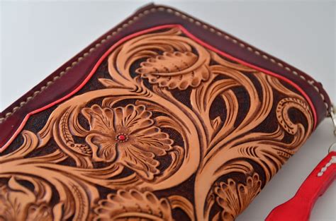 Custom Hand Made Carved Leather Wallet By Rzleathercraft