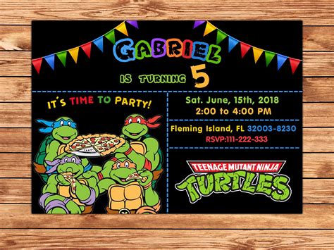 Ninja Turtle Invitation Ninja Turtles Party Tmnt Invitation Etsy