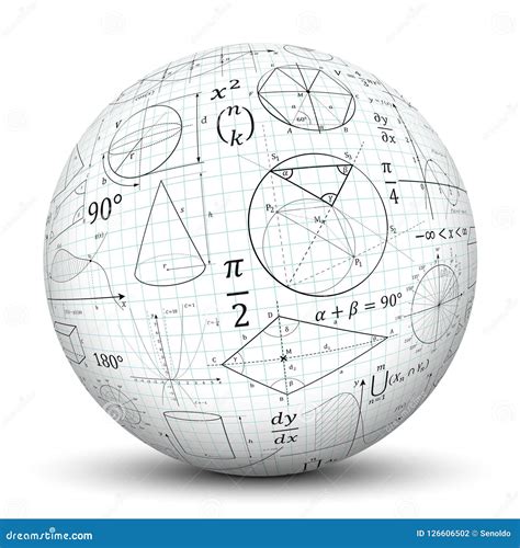 White 3d Sphere With Math Symbol Texture Royalty Free Stock Image