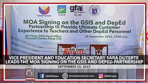 VP And Education Secretary Sara Duterte Leads The MOA Signing On The GSIS And DepEd Partnership