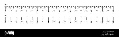 Inch Ruler Scale 10 Inches Scale Flat Style Vector Illustration