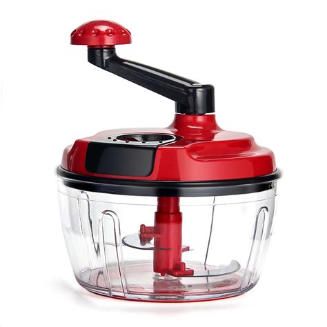 Momugs 8 Cup Red Food Processor Manual Hand Powered Crank Large