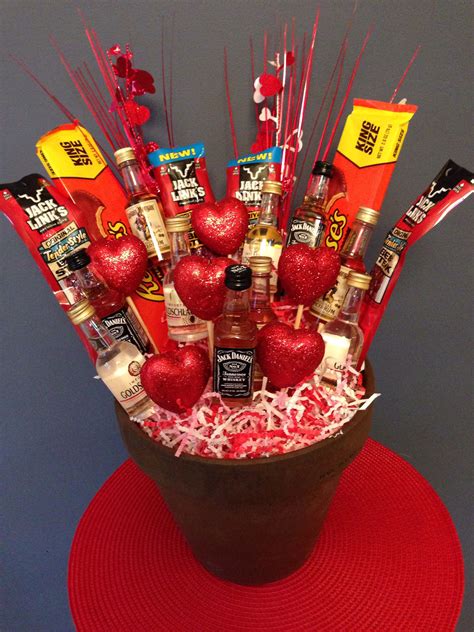 Valentines Day Liquor Bottle Bouquet For Bernie Valentines Day Baskets Valentine T