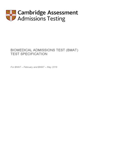 Bmat 2019 Test Specification An Overview Of The Format Content And