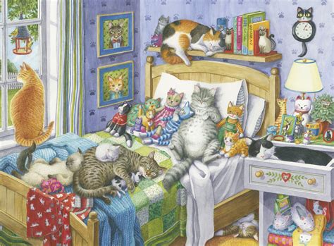 I solved a 500 piece puzzle and took a picture of each piece song: CAT NAP 500 LARGE PIECE FORMAT JIGSAW PUZZLE - RAVENSBURGER