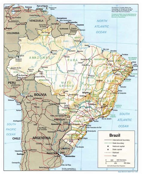 Grande Mapa Político Y Administrativo De Brasil Con Socorro Carreteras