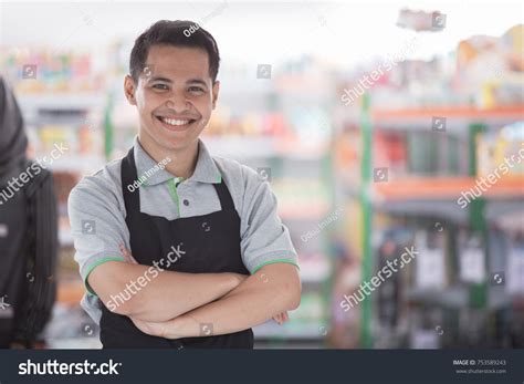Portrait Happy Asian Male Shopkeeper Stock Photo 753589243 Shutterstock