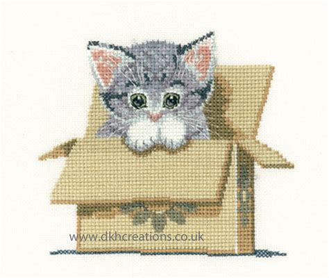 Katrin eagle cat tapestry kits. Little Darlings Cat In Box Cross Stitch Kit