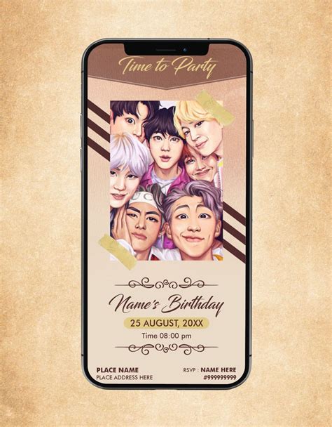 Bts Birthday Invitation Card