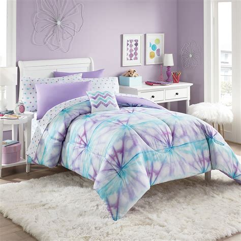 Layla 6 Piece Twin Comforter Set In Purple Turquoise Tween Girl Bedroom Comforter Sets