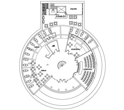 Public Library Plan Dwg File Cadbull