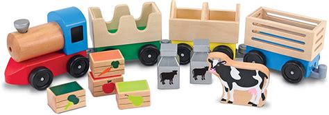 Melissa And Doug Wooden Farm Train Set Classic Wooden Toy 3 Linking