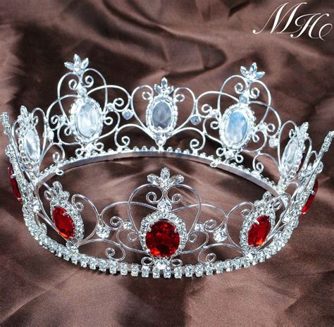 Queen Princess 35 Tiara Crown Red Crystal Full Circle Round Headband