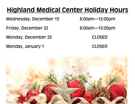 Holiday Hours 2023 Highland Medical Center Monterey Virginia