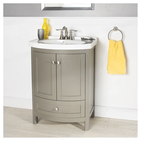 A gorgeous bathroom vanity can often redefine the look of your entire bath area and with the amount of variety currently on offer when it comes to add to these beautiful vanities some amazing lighting and you have an attractive and at times astonishing outcome that offers a whole new dimension to. "Tallia" Vanity with Rounded Doors - Grey | RONA