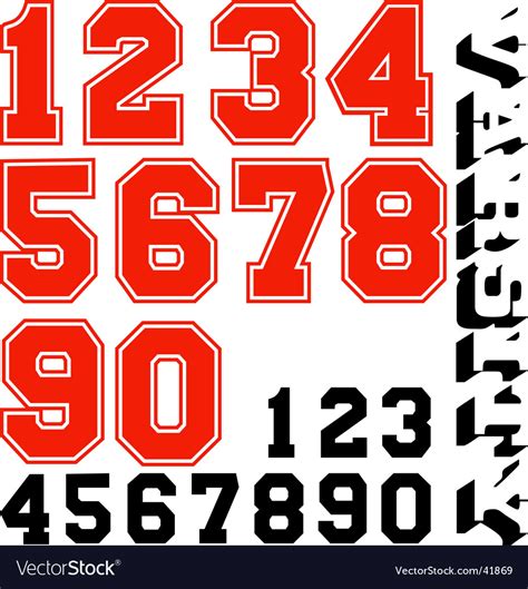 Varsity Numbers Royalty Free Vector Image Vectorstock