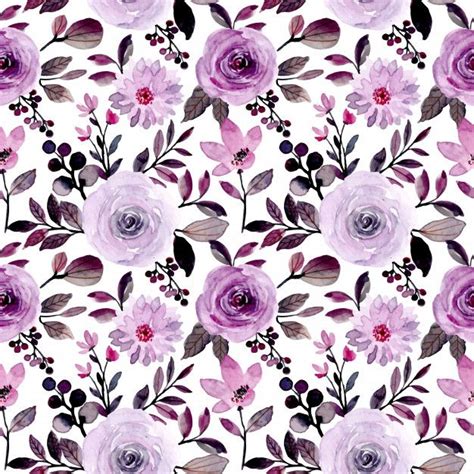 Premium Vector Purple Floral Watercolor Seamless Pattern Floral
