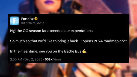 Fortnite Og Will Return As Epic Says It Far Exceeded Expectations